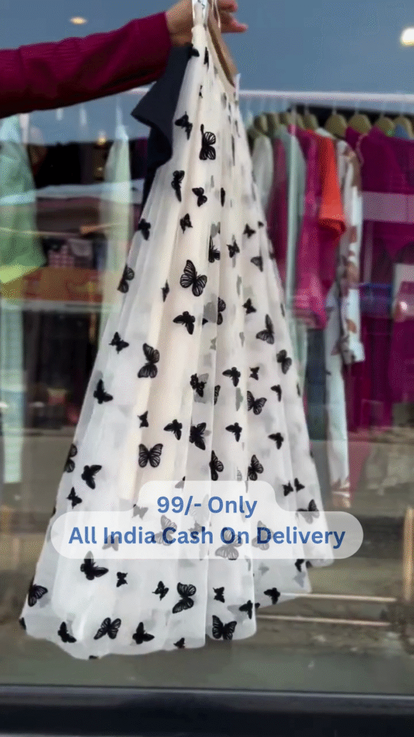🖤 Stylish Girls' Party Dress - Butterfly Print - Image 2